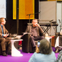 Eröffnungs-Podium der GLORIA 2016 zum Thema Fasten: v.l. Moderator Michael Ragg, Arnd Brummer, Pater Kilian Müller OCist