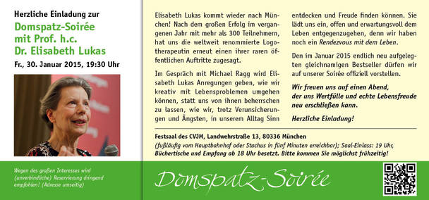Einladungskarte Domspatz-Soirée mit Dr. Elisabeth Lukas
