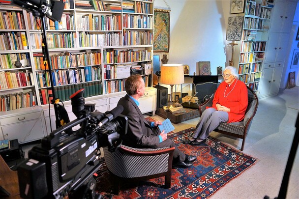 Christa Meves und Michael Ragg bei Aufnahmen f�r EWTN.TV